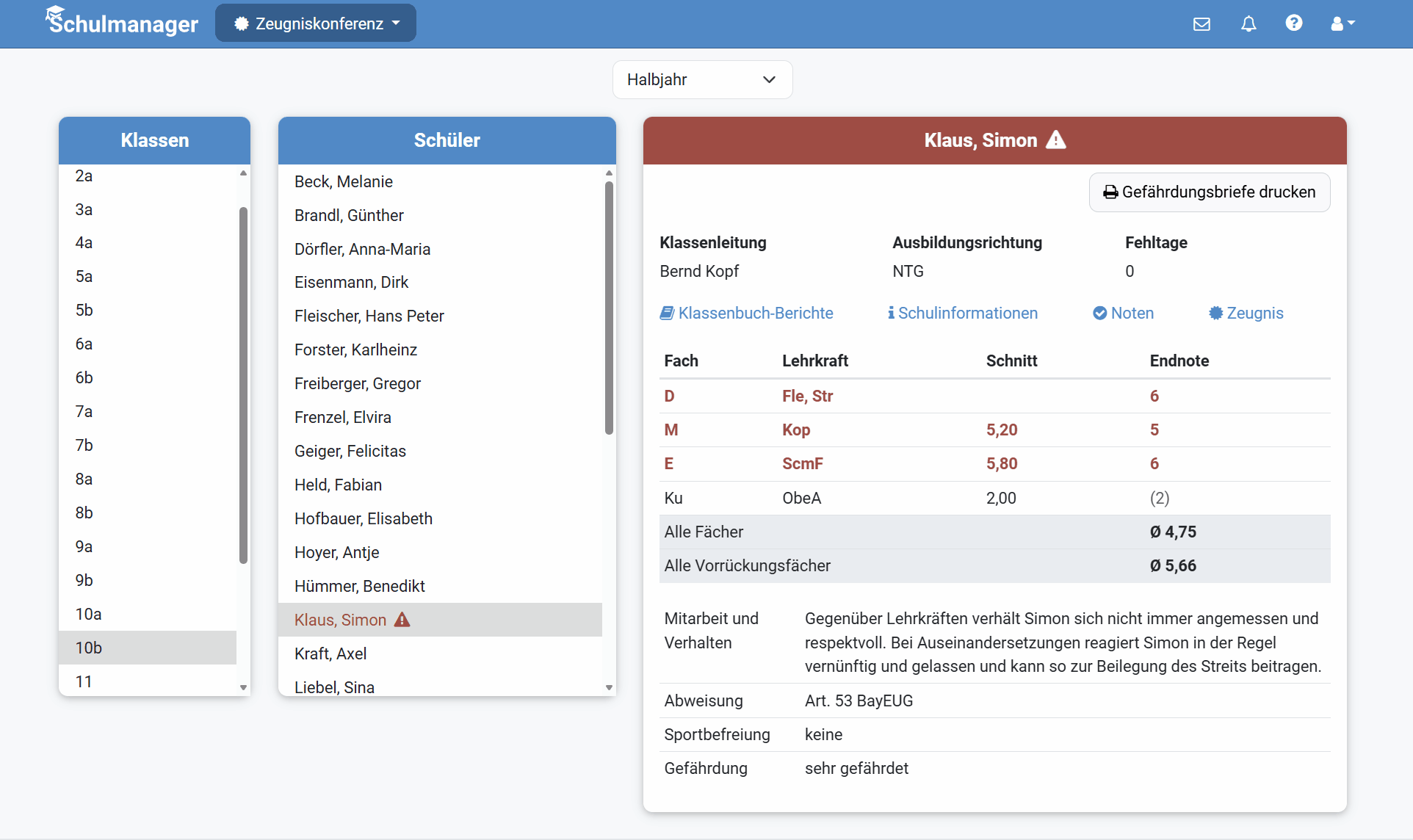 Gefährdungsbriefe erstellen